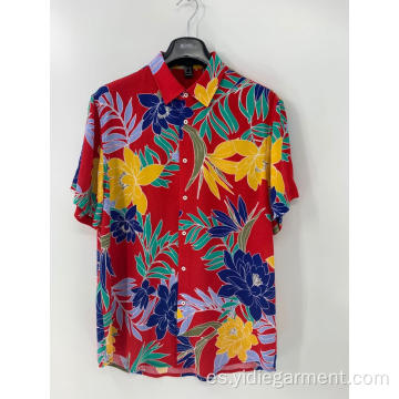 Camisa casual de manga corta con botones para hombres